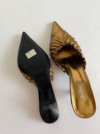 Bronze leather mules