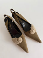 Slingback flower beige