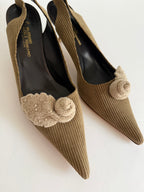 Slingback flower beige