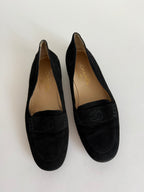 Chanel suede loafers vintage CC