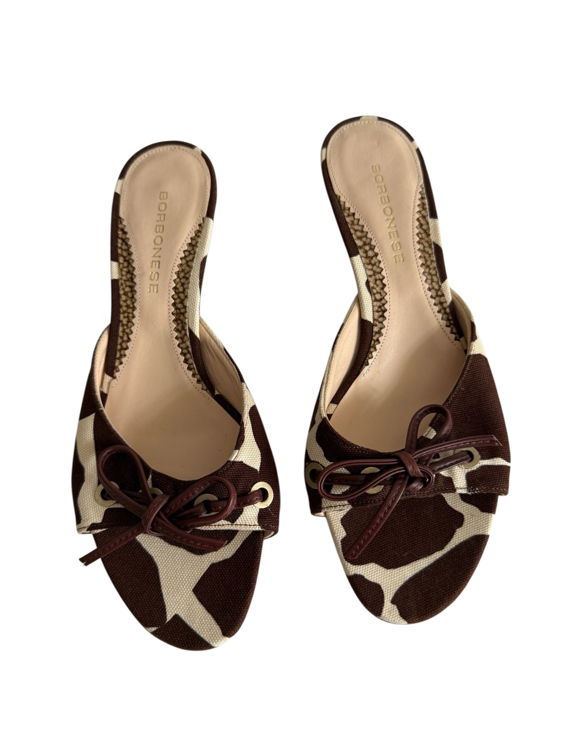 Borbonese canvas cow print mules