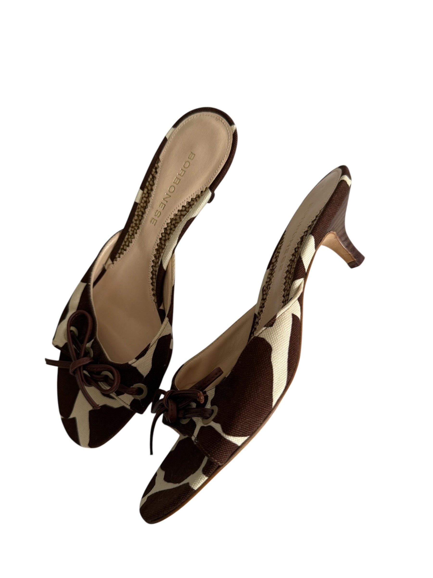 Borbonese canvas cow print mules
