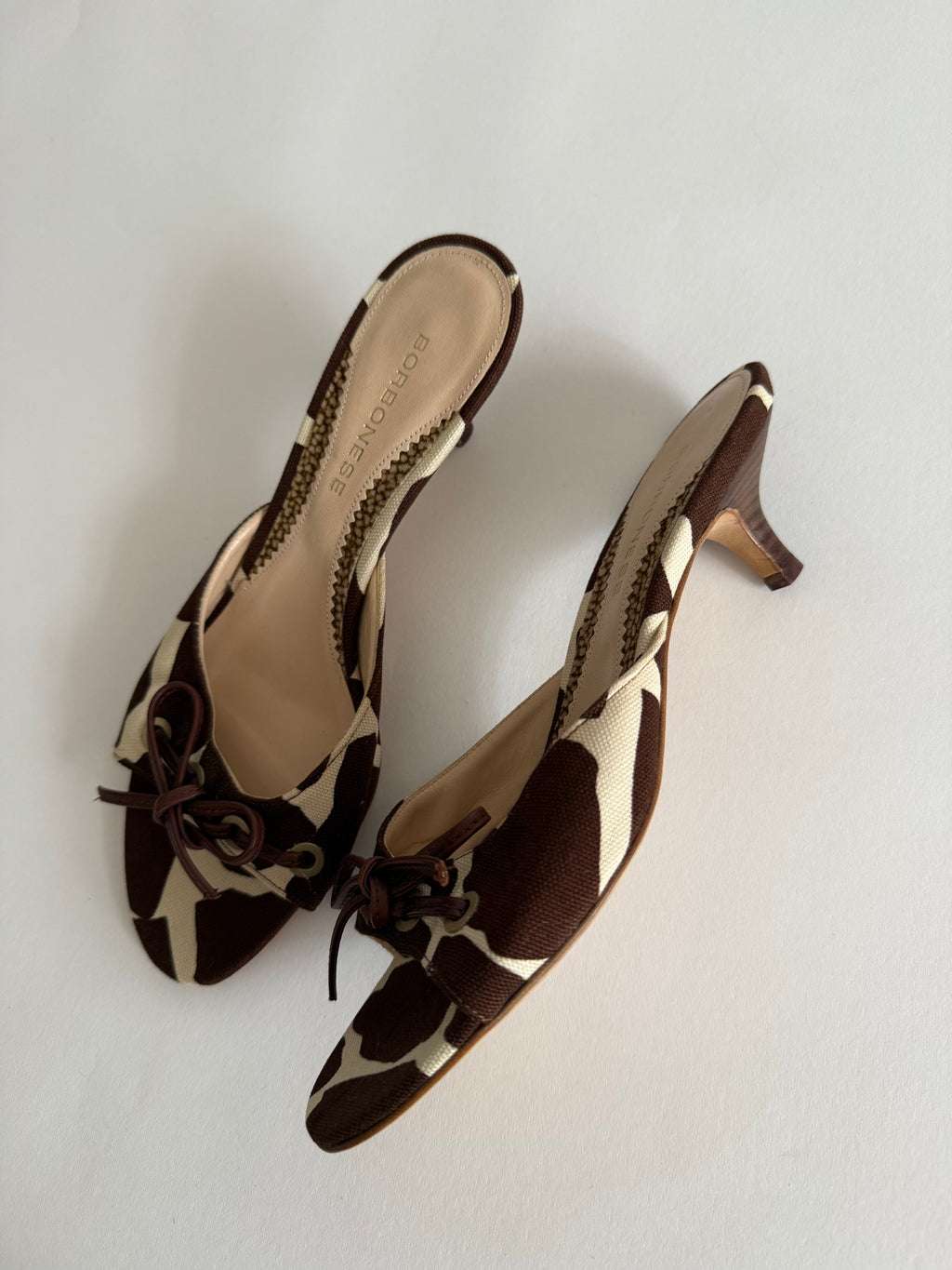 Borbonese canvas cow print mules
