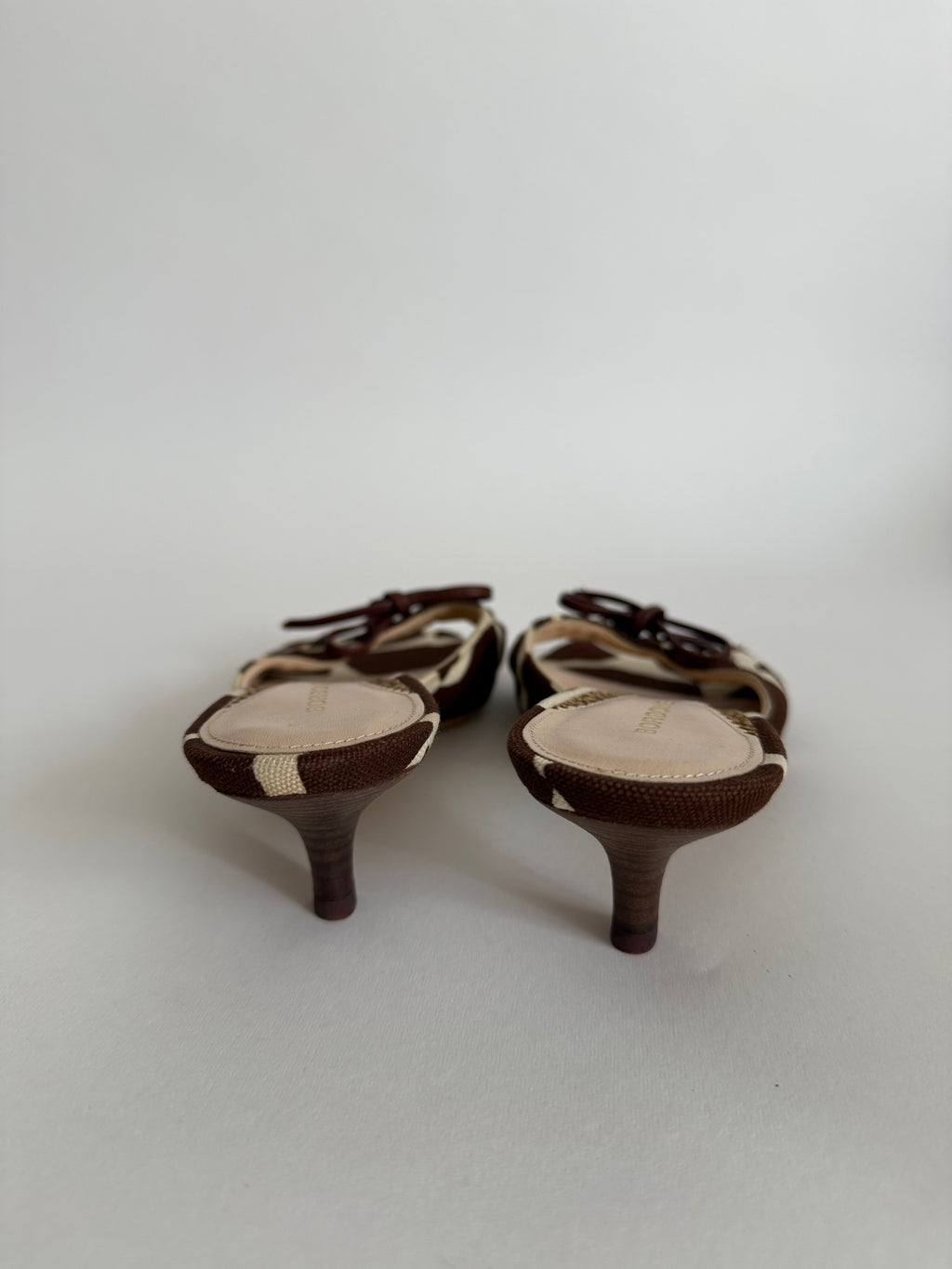 Borbonese canvas cow print mules
