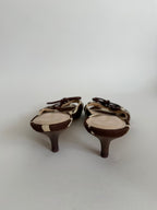 Borbonese canvas cow print mules