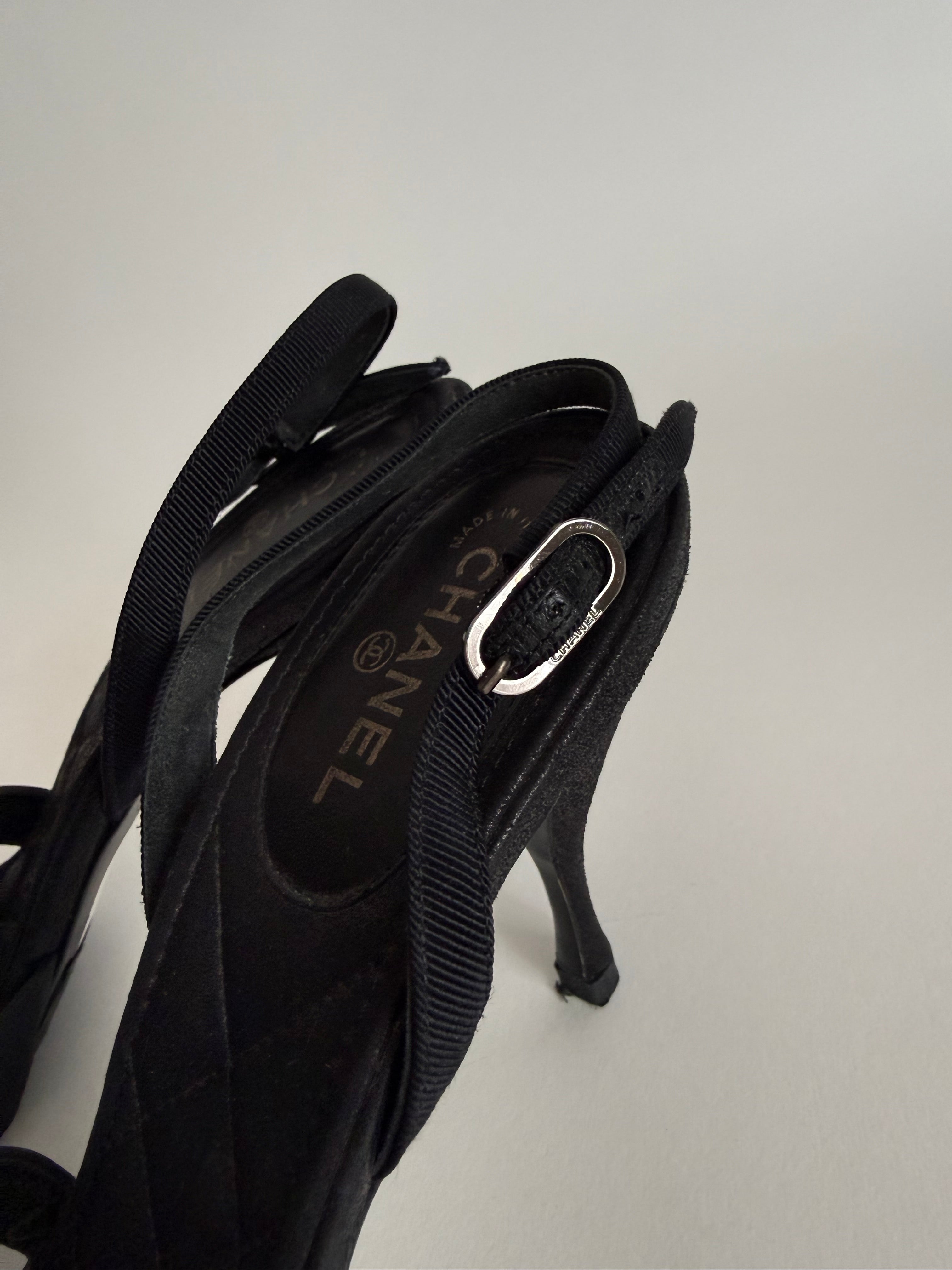 Chanel Camelia sandals satin