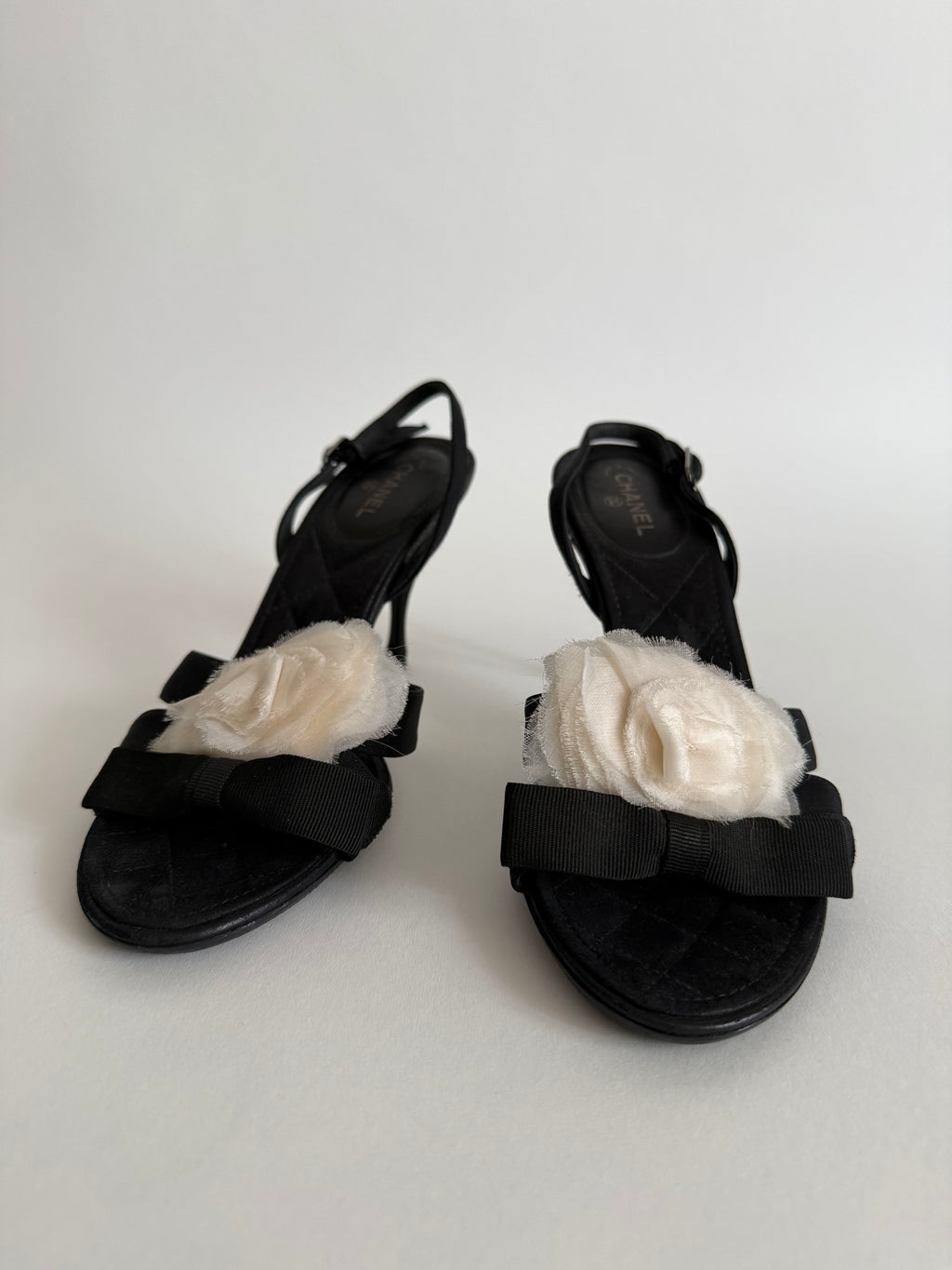 Chanel Camelia sandals satin