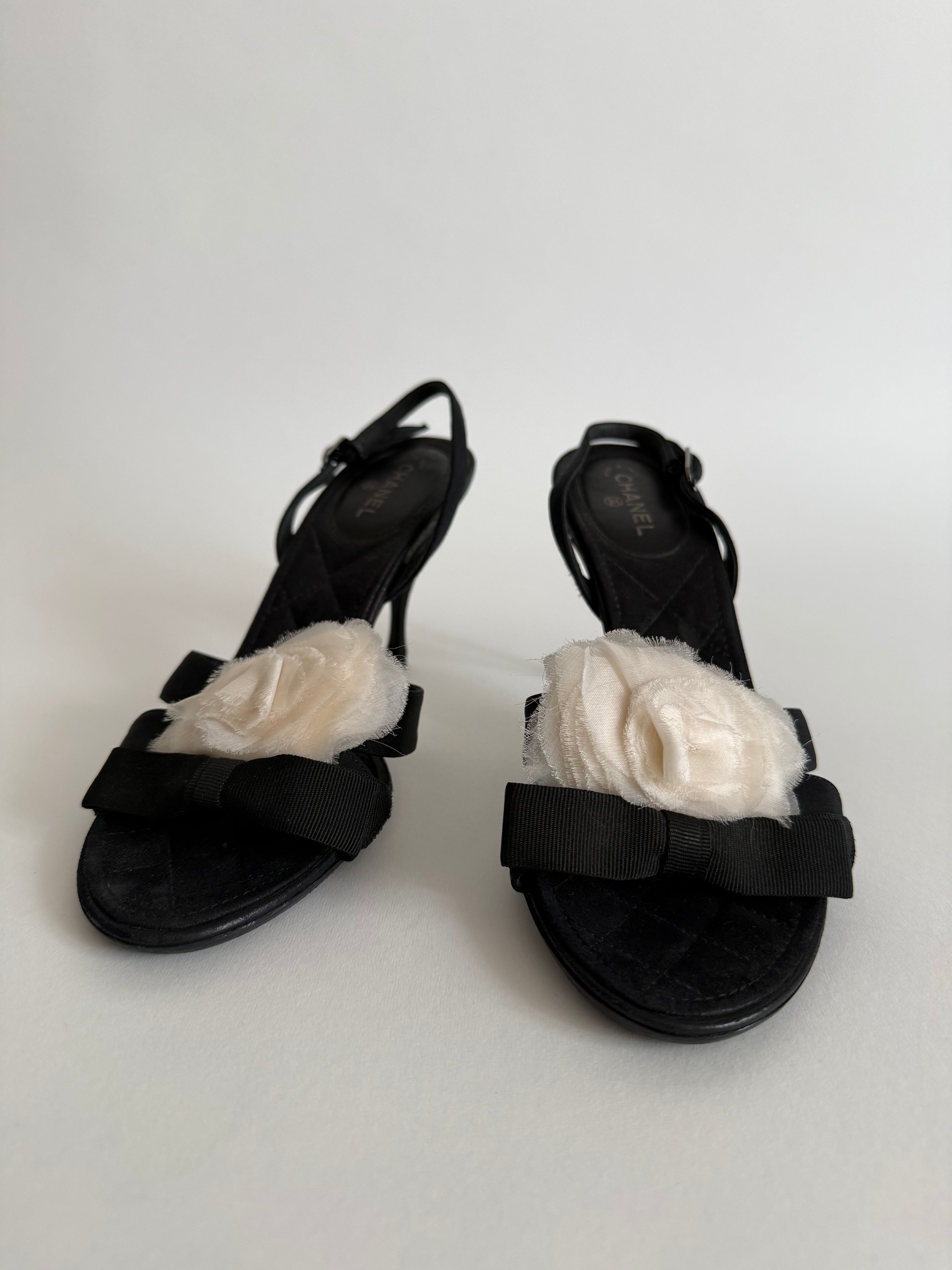 Chanel Camelia sandals satin