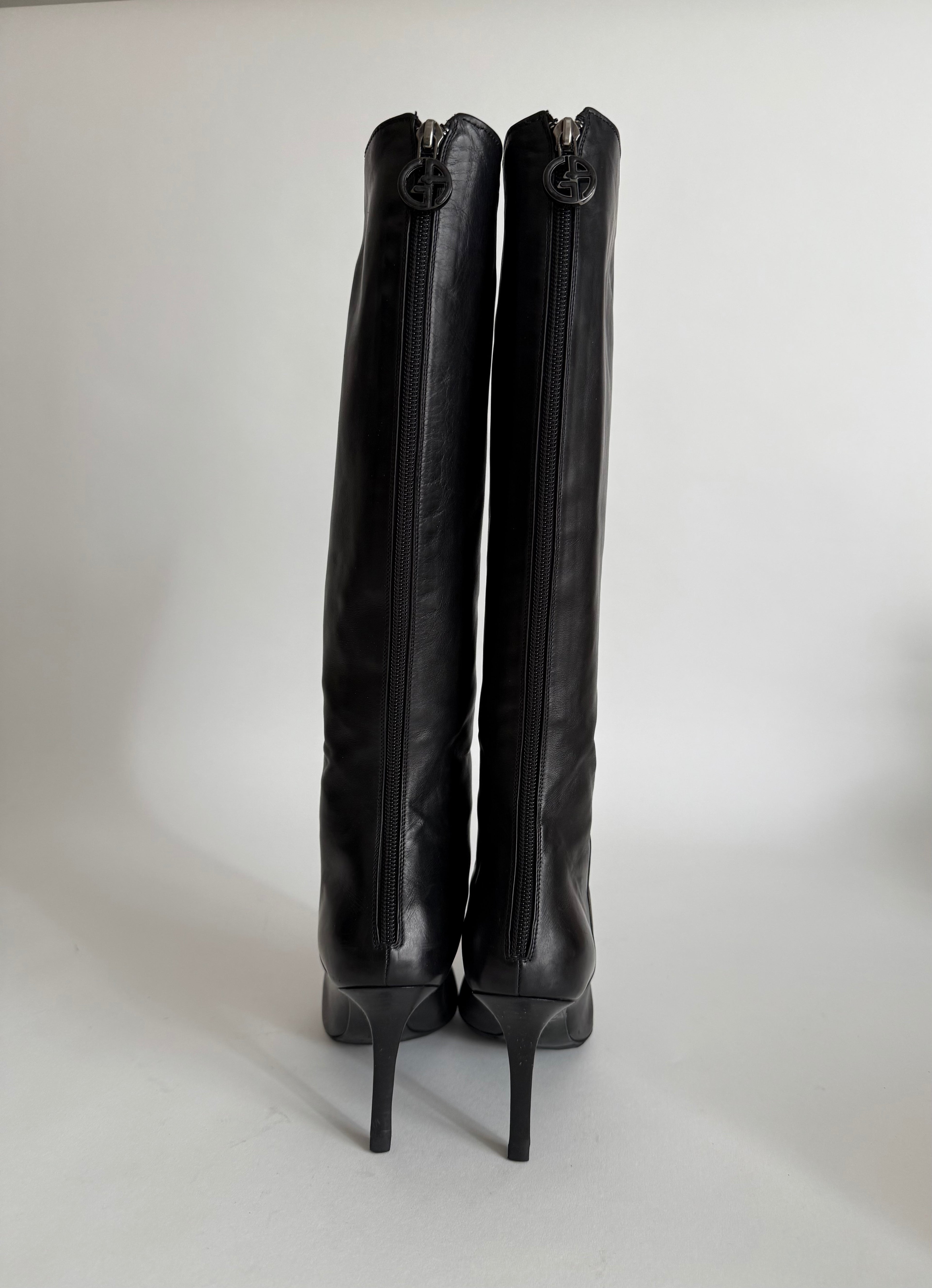 Giorgio Armani black leather boots