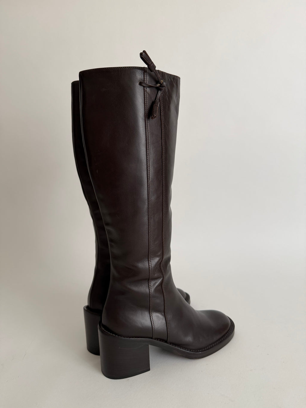 Brown leather boots
