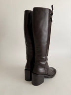 Brown leather boots