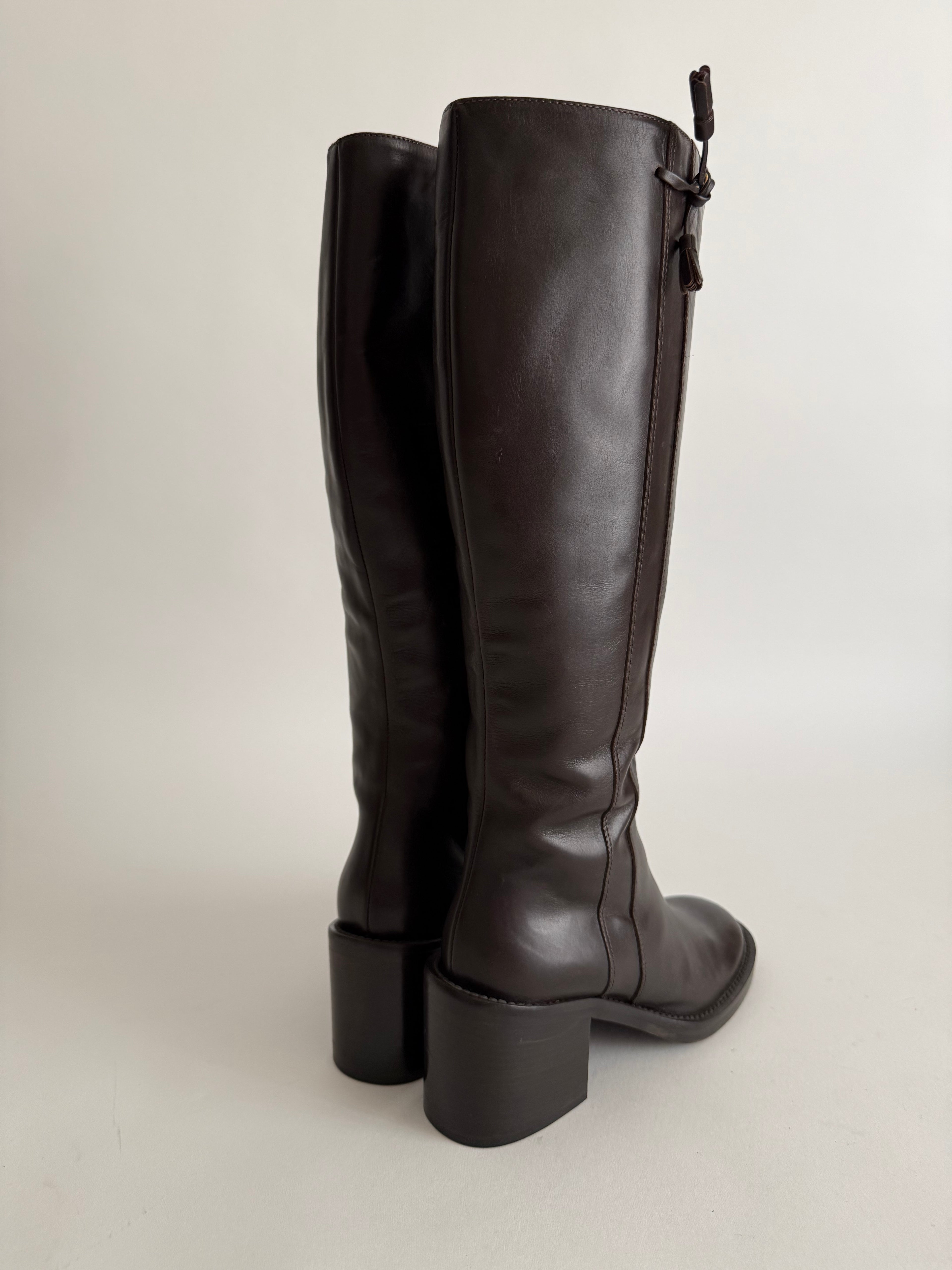 Brown leather boots