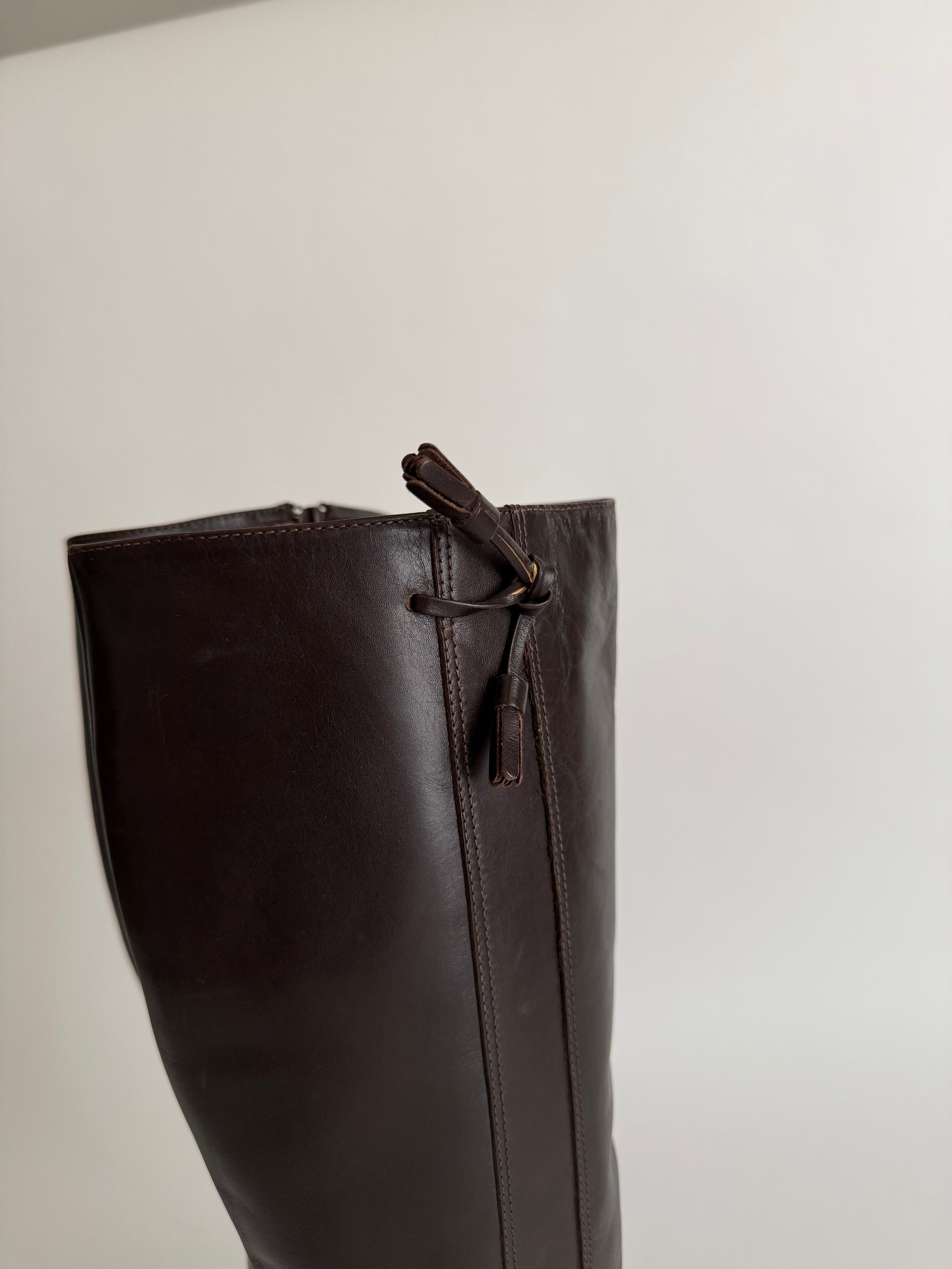Brown leather boots