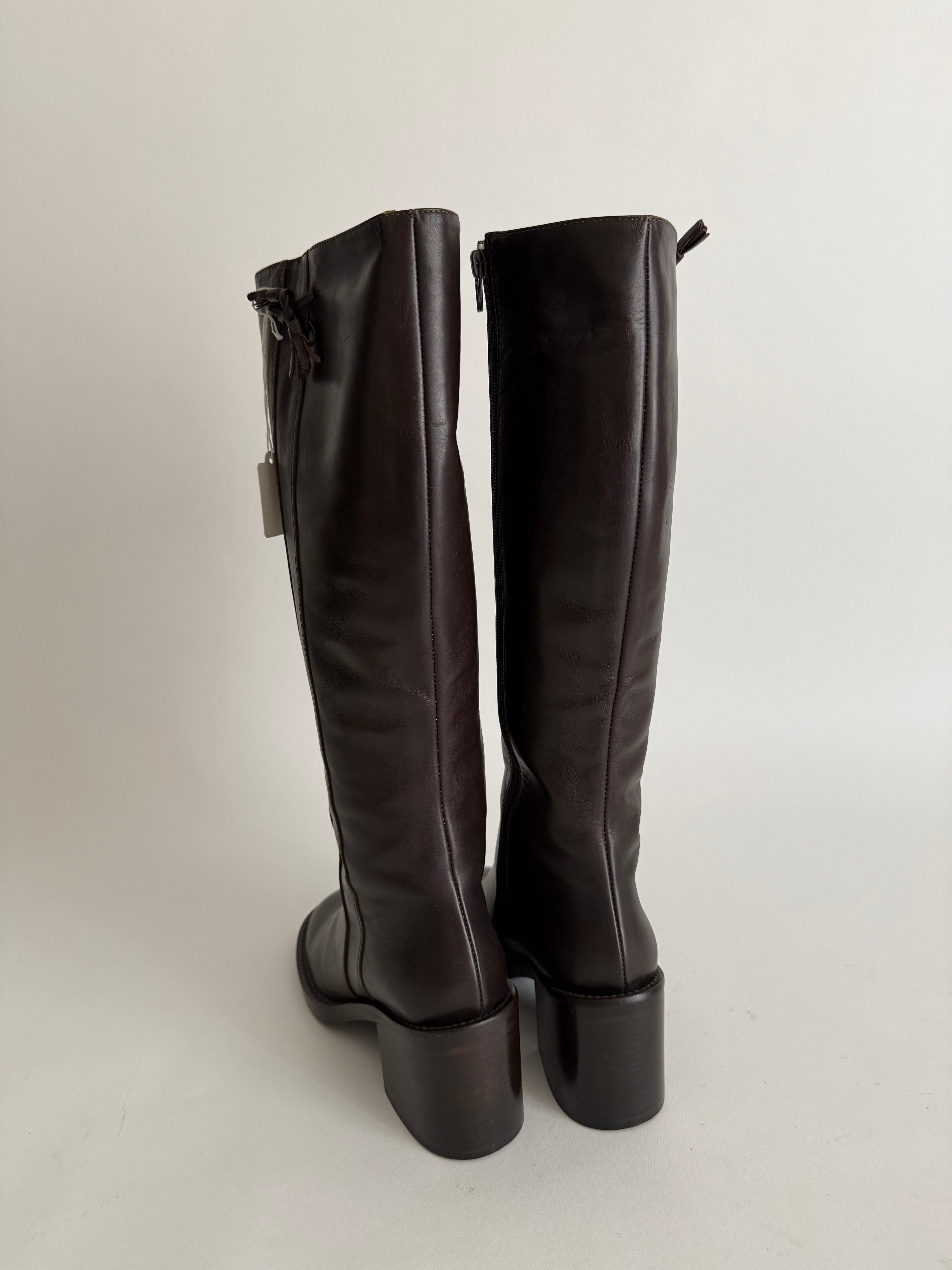 Brown leather boots