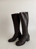 Brown leather boots
