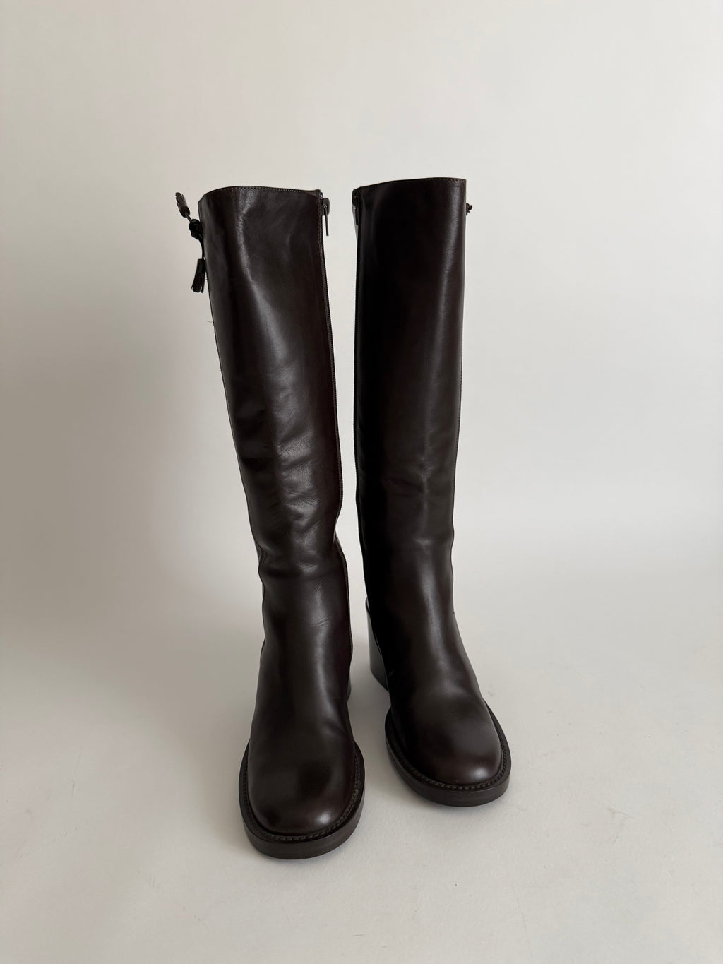 Brown leather boots