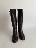 Brown leather boots