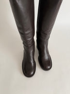 Brown leather boots