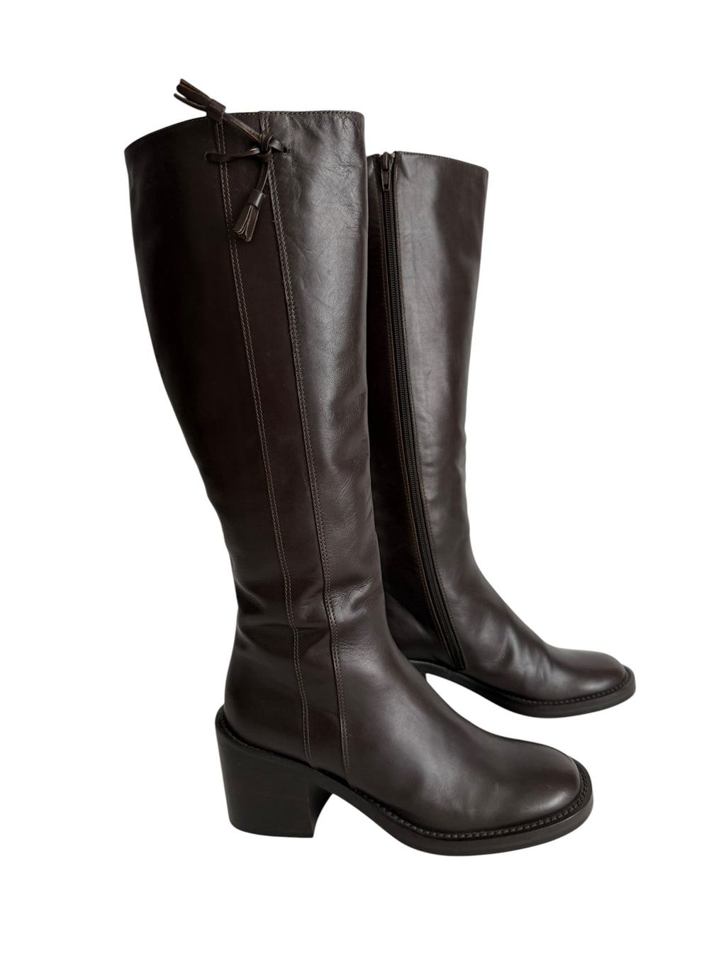 Brown leather boots