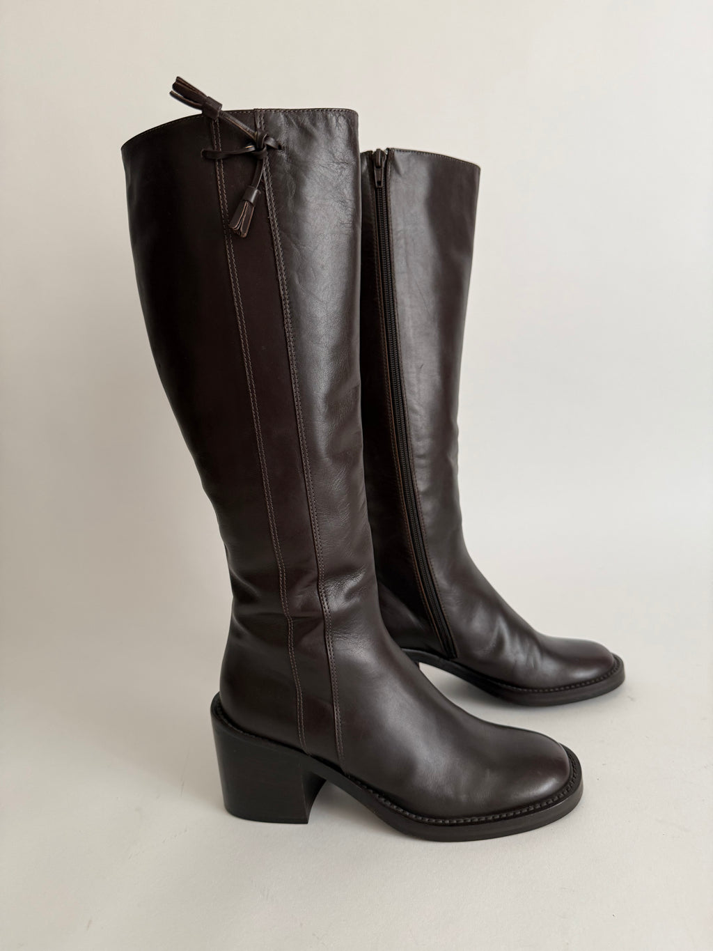 Brown leather boots
