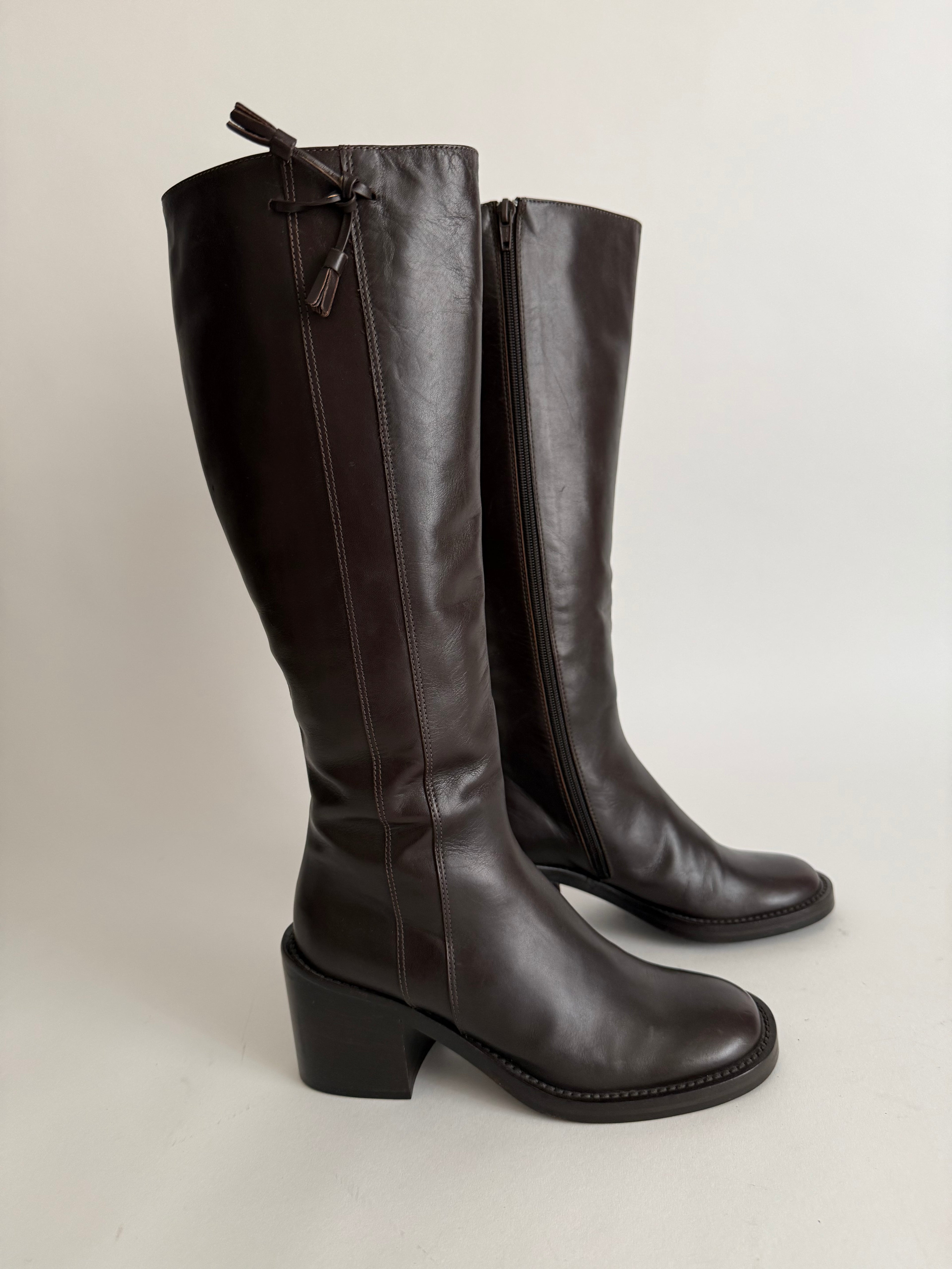 Brown leather boots