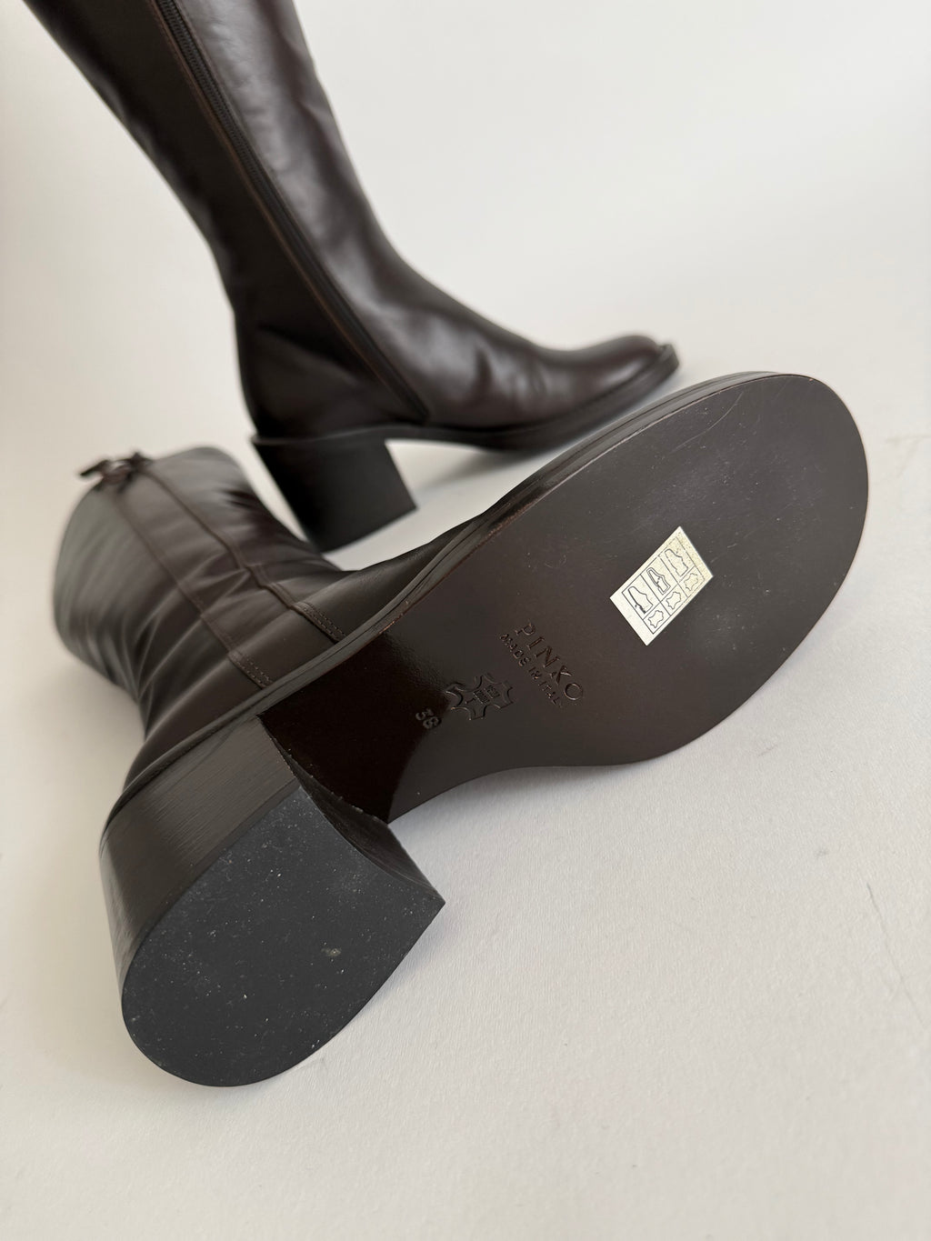 Brown leather boots