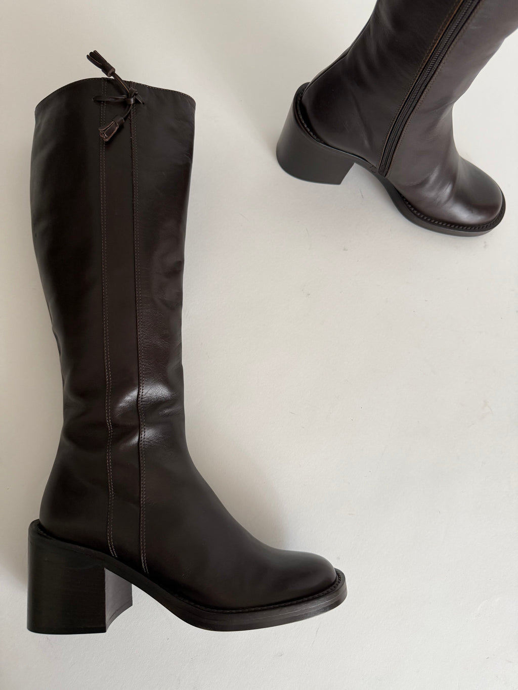 Brown leather boots