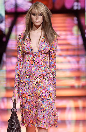 Iconic Gianni Versace FW 2002 Runway multicolor flower dress