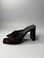 Vintage heels brown silk