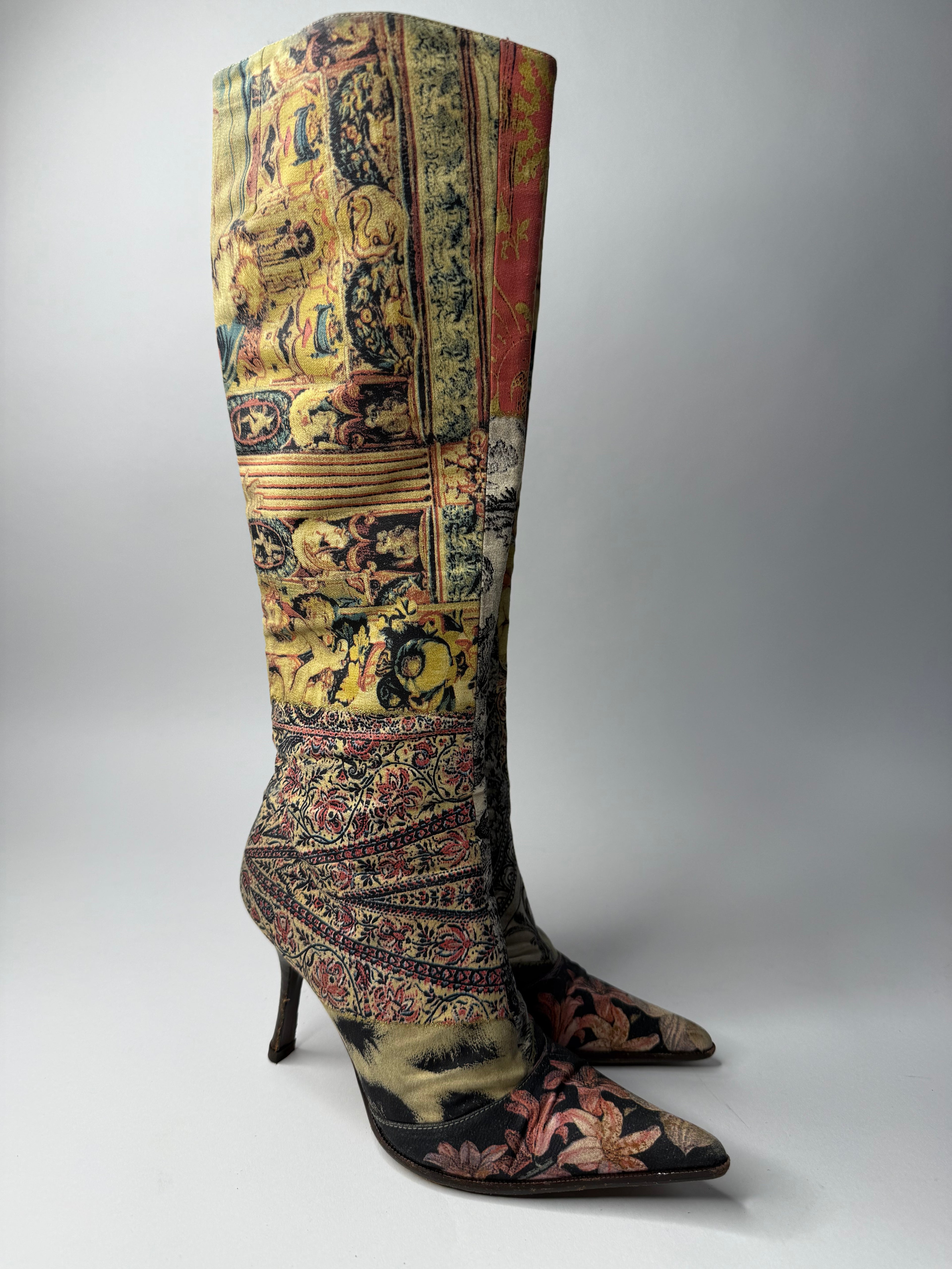 Roberto Cavalli F/W 2002 patchwork boots