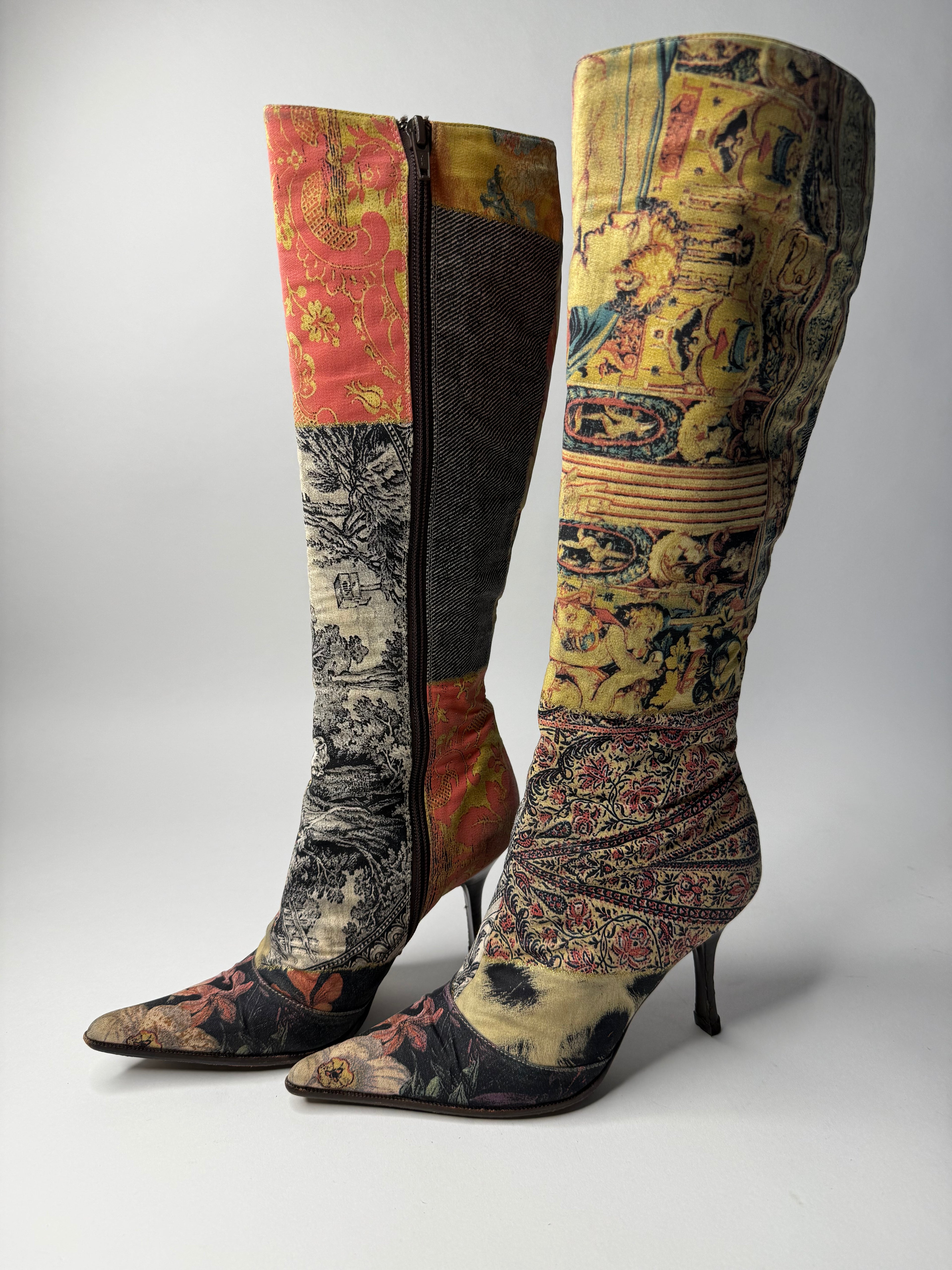 Roberto Cavalli F/W 2002 patchwork boots
