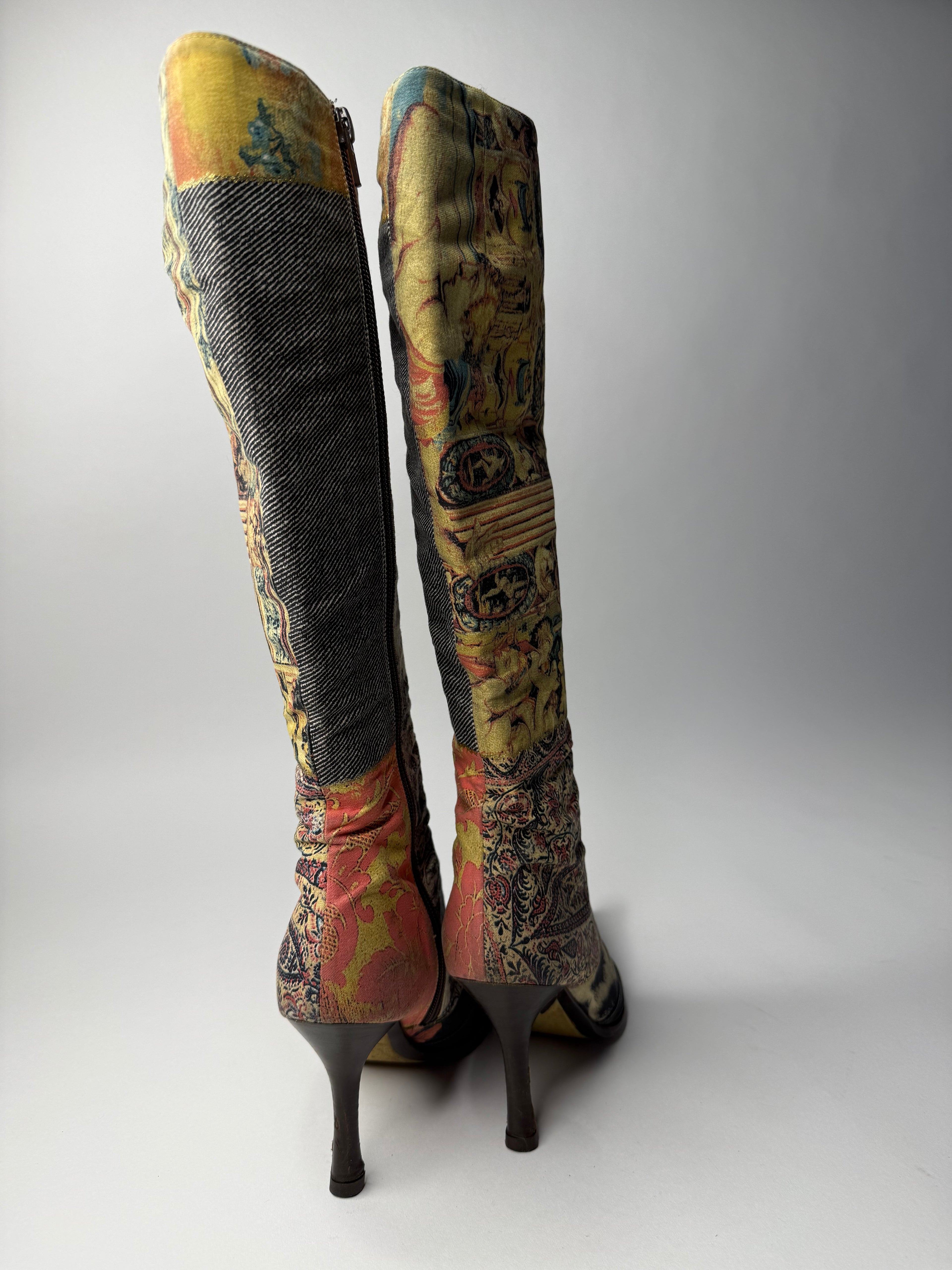 Roberto Cavalli F/W 2002 patchwork boots