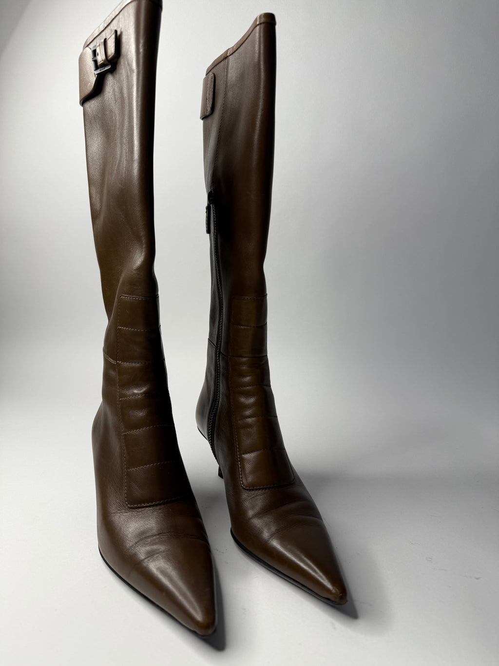 Gucci brown biker boots by Tom Ford