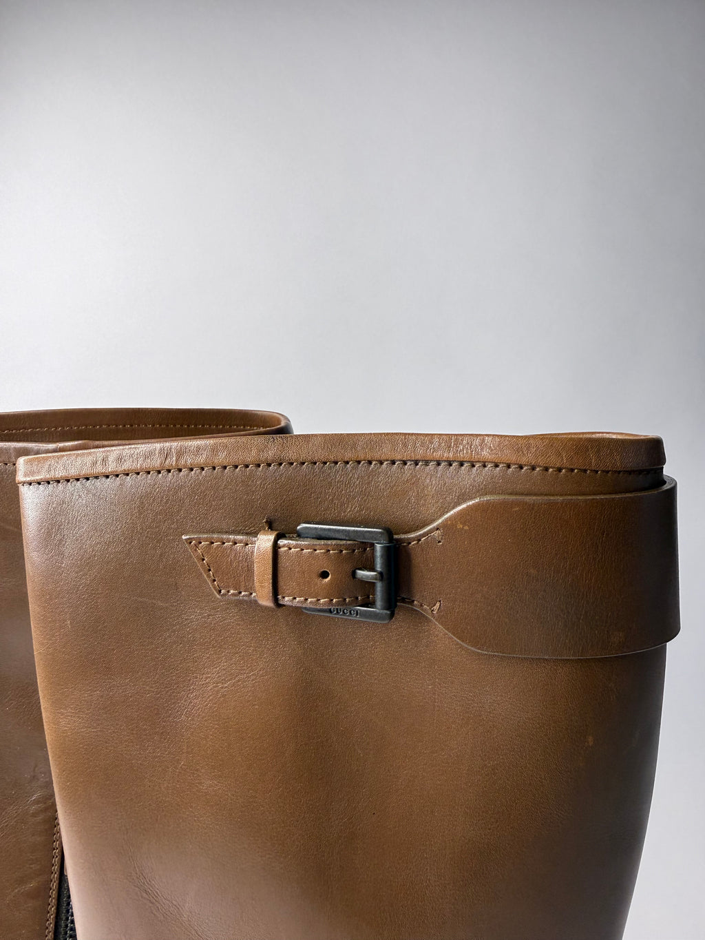 Gucci brown biker boots by Tom Ford
