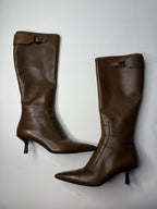Gucci brown biker boots by Tom Ford