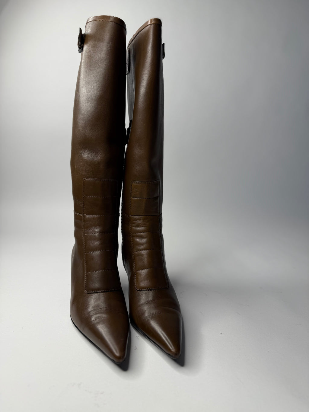Gucci brown biker boots by Tom Ford