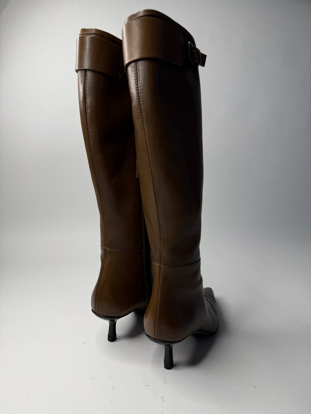 Gucci brown biker boots by Tom Ford