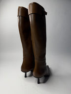 Gucci brown biker boots by Tom Ford