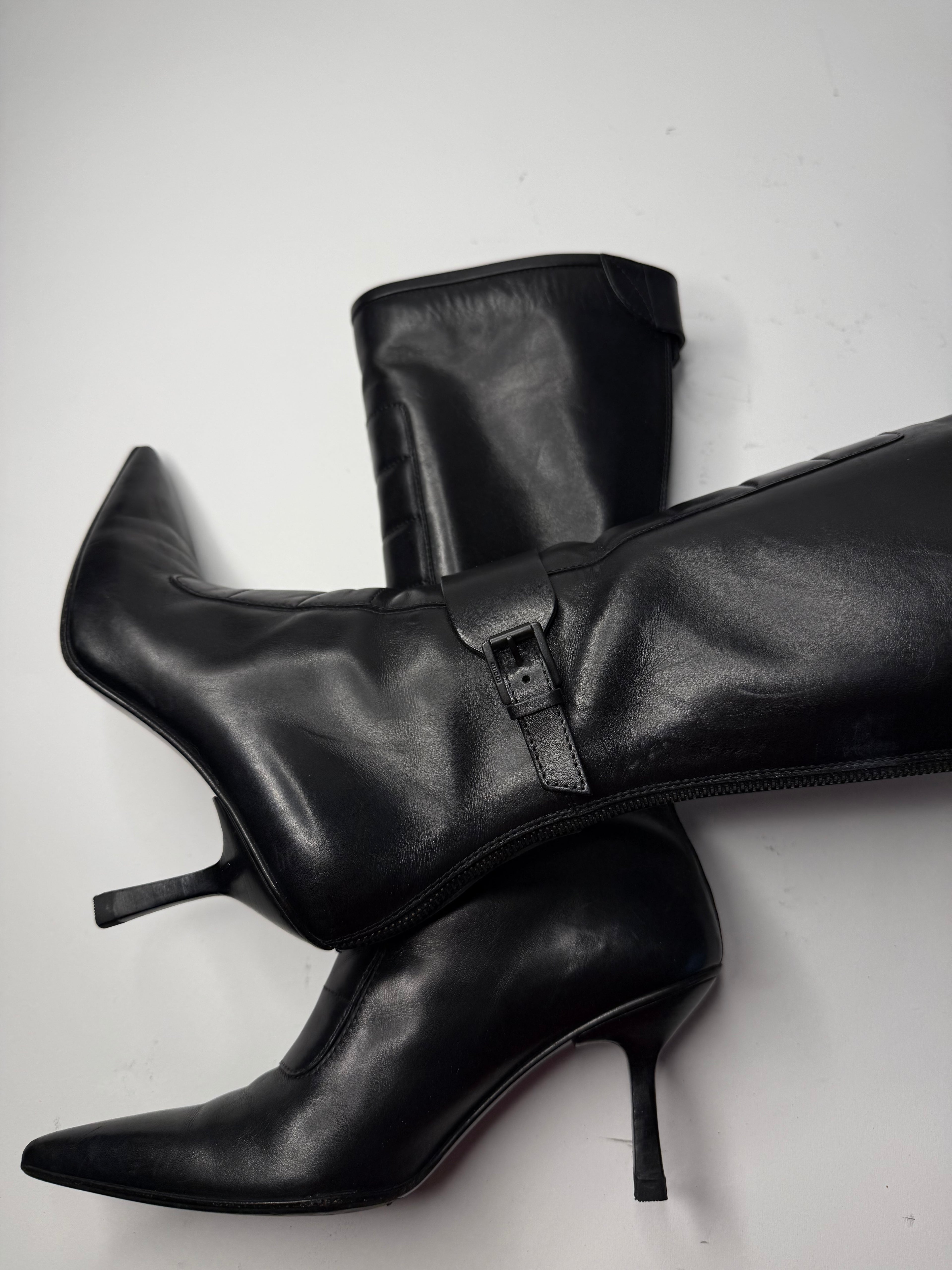 Gucci black motor boots Tom Ford Era