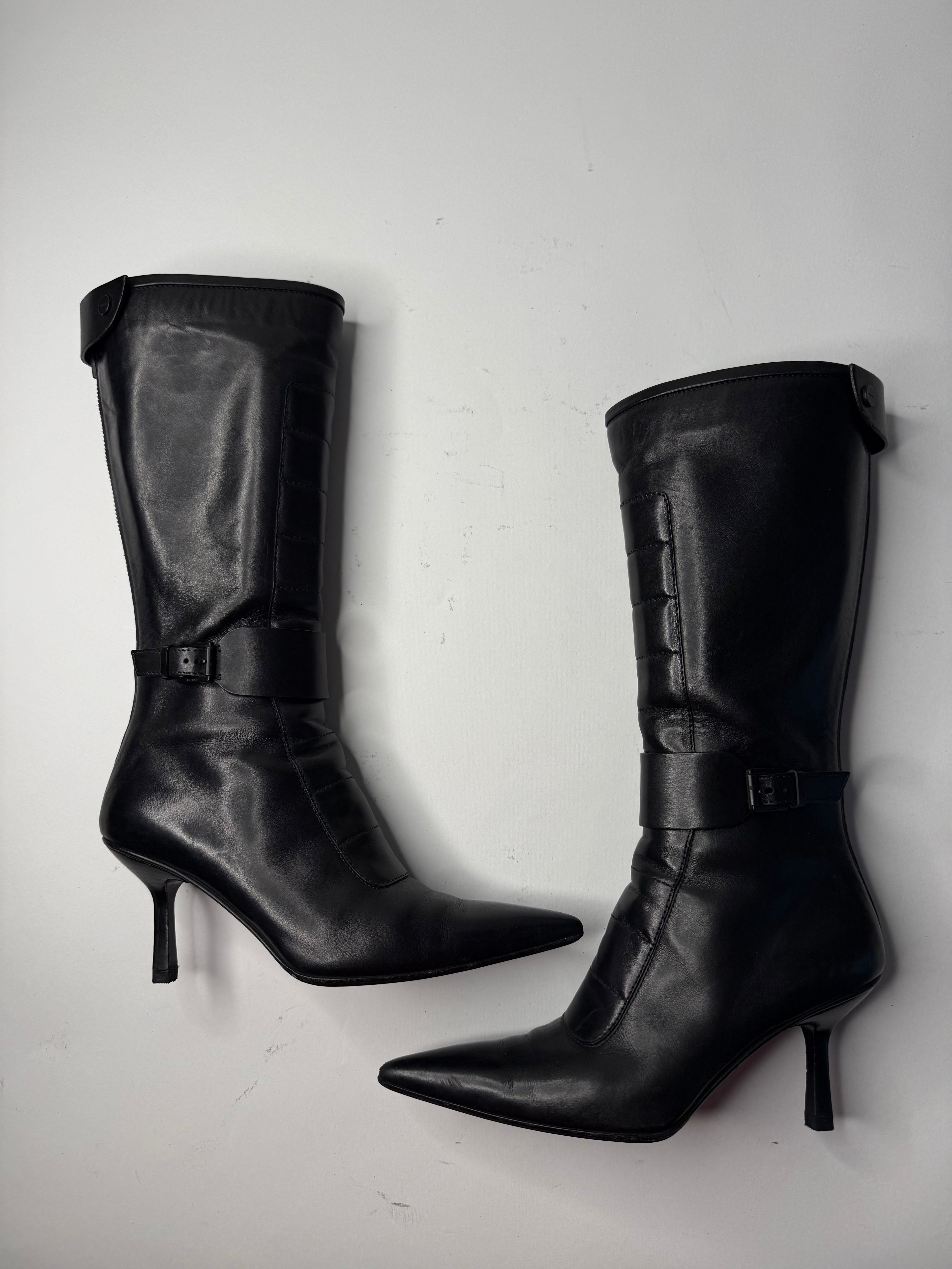 Gucci black motor boots Tom Ford Era