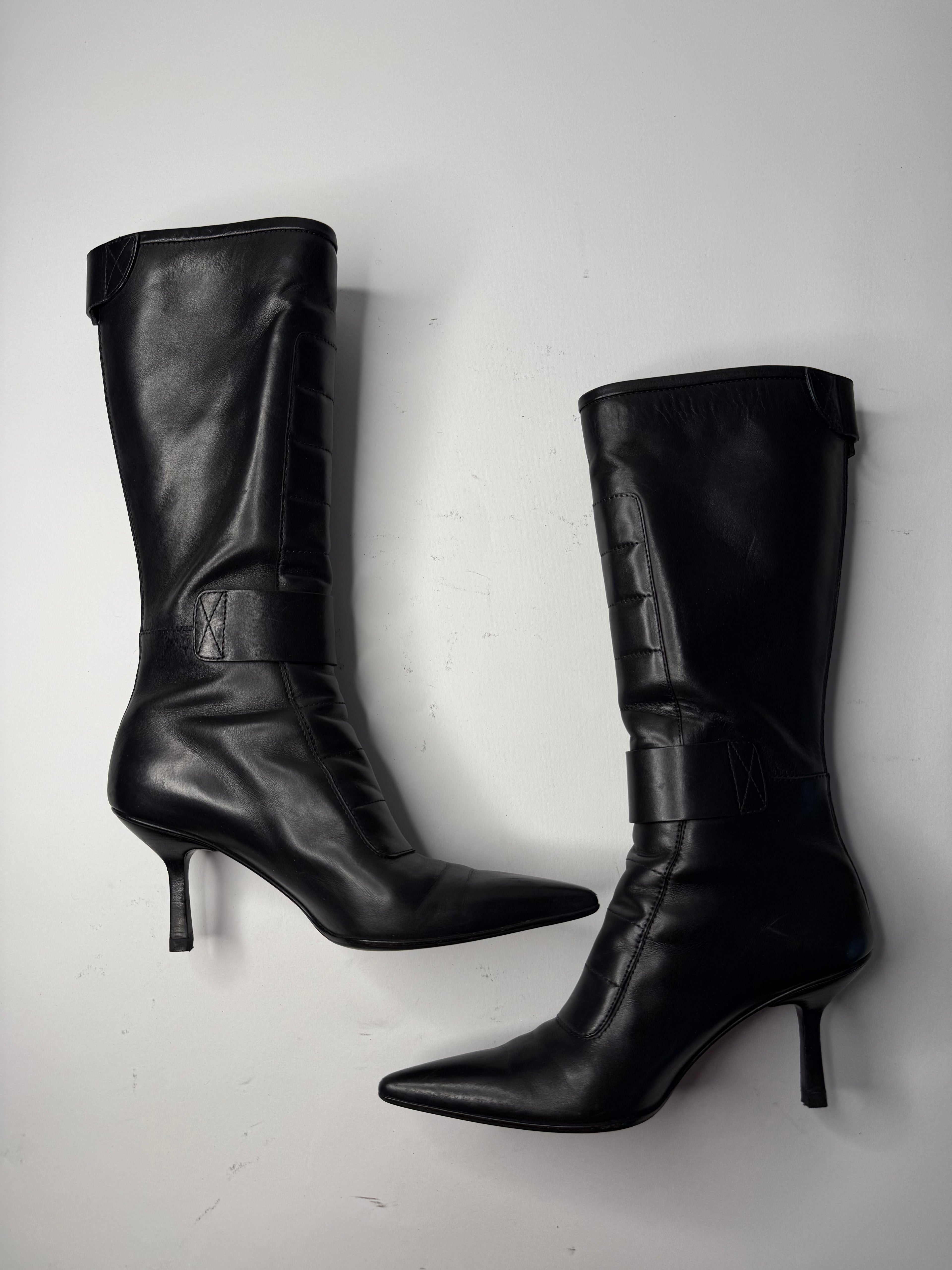 Gucci black motor boots Tom Ford Era