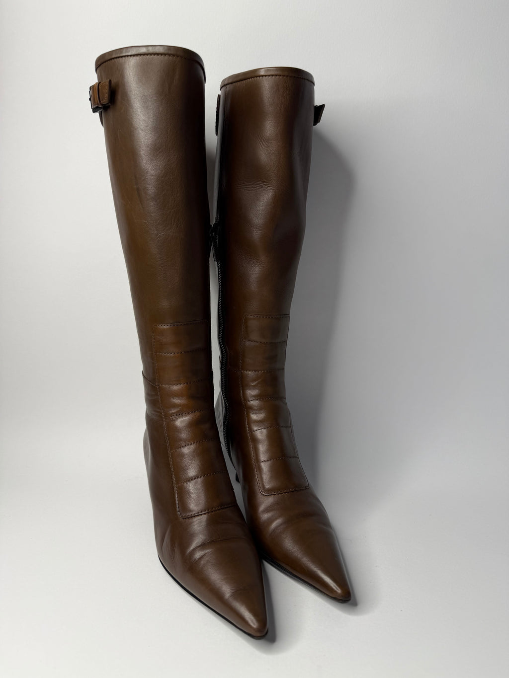 Gucci brown biker boots by Tom Ford