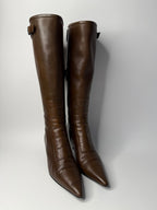 Gucci brown biker boots by Tom Ford