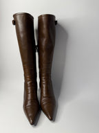 Gucci brown biker boots by Tom Ford