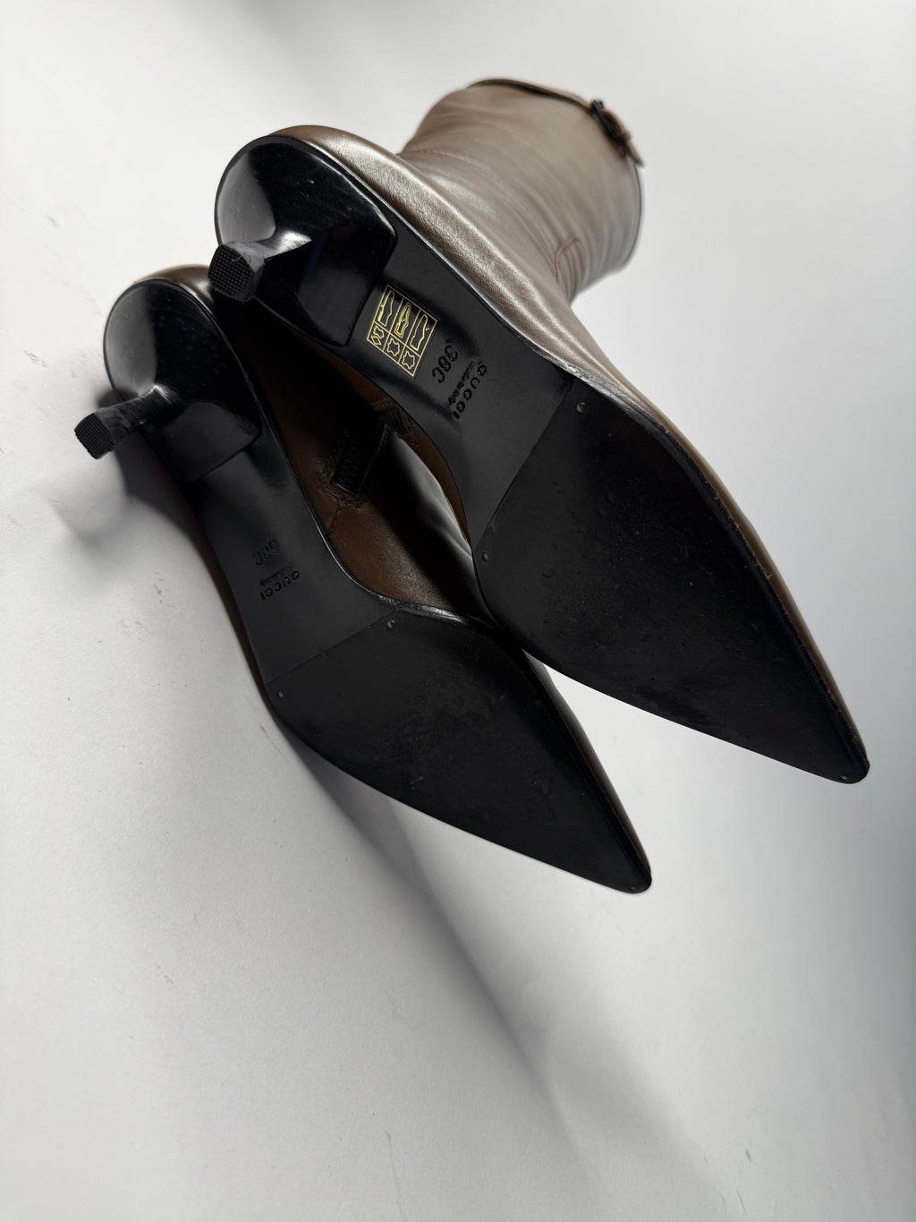 Gucci brown biker boots by Tom Ford