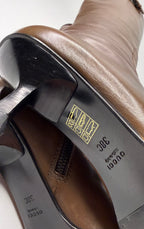 Gucci brown biker boots by Tom Ford