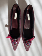 Prada burgundy embellished tweed 2000s