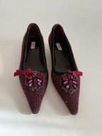 Prada burgundy embellished tweed 2000s