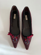 Prada burgundy embellished tweed 2000s