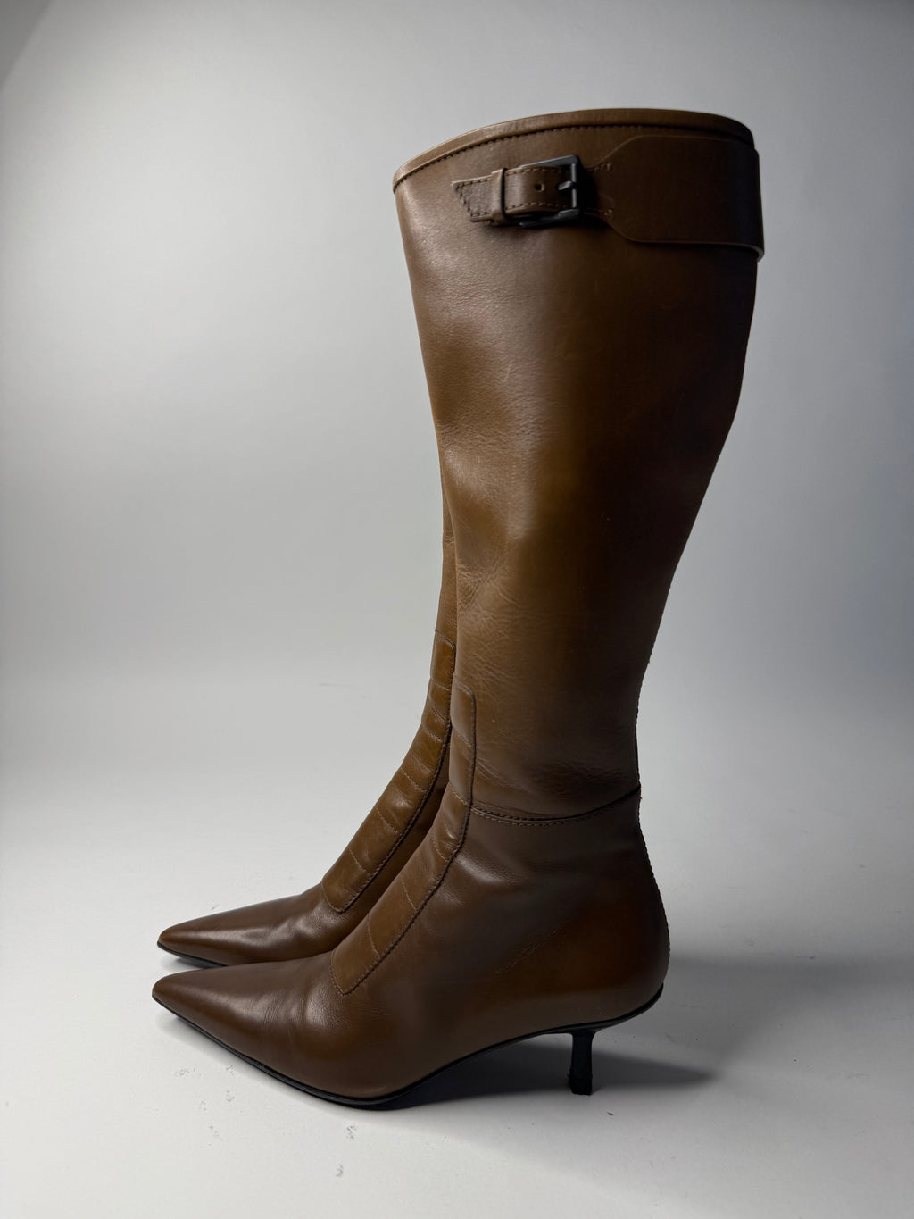 Gucci brown biker boots by Tom Ford